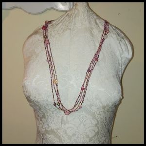 Purple Mixed Media Beaded Necklace